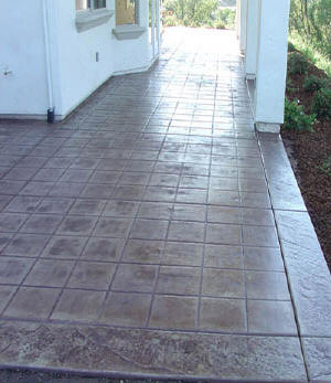 Stamped Concrete Patio - 12" Grouted Mexican Tile