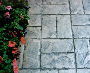 Stamped Concrete Courtyard - 6" x 12" Stone Basket Weave