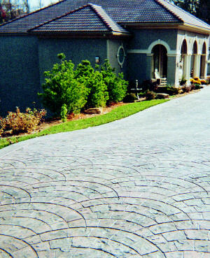 Stamped Concrete Driveway - French Fan