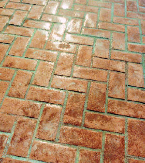 Stamped Concrete Walkway - New Brick Herringbone
