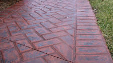 New Brick Herringbone Stamped Concrete Walkway