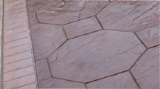 Old Brick Soldier Course with La Paz Slate Stamped Concrete Patio