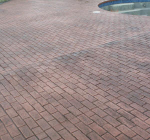 Stamped Concrete Pool Deck - Old Brick Running Bond